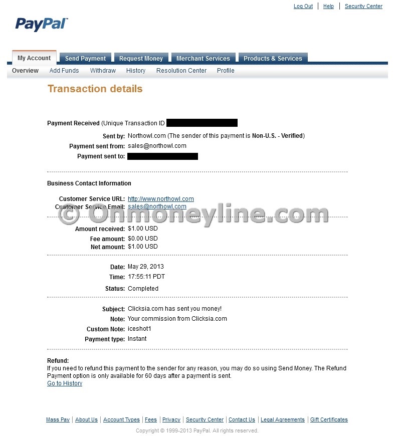 Clicksia Payment Proof Paypal Screenshot