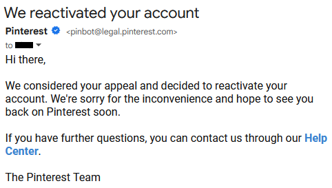 pinterest-we-reactivated-your-account