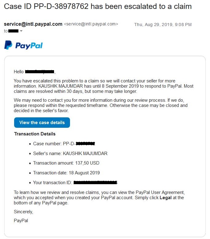 paypal-scam-case-has-been-escalated-to-a-claim