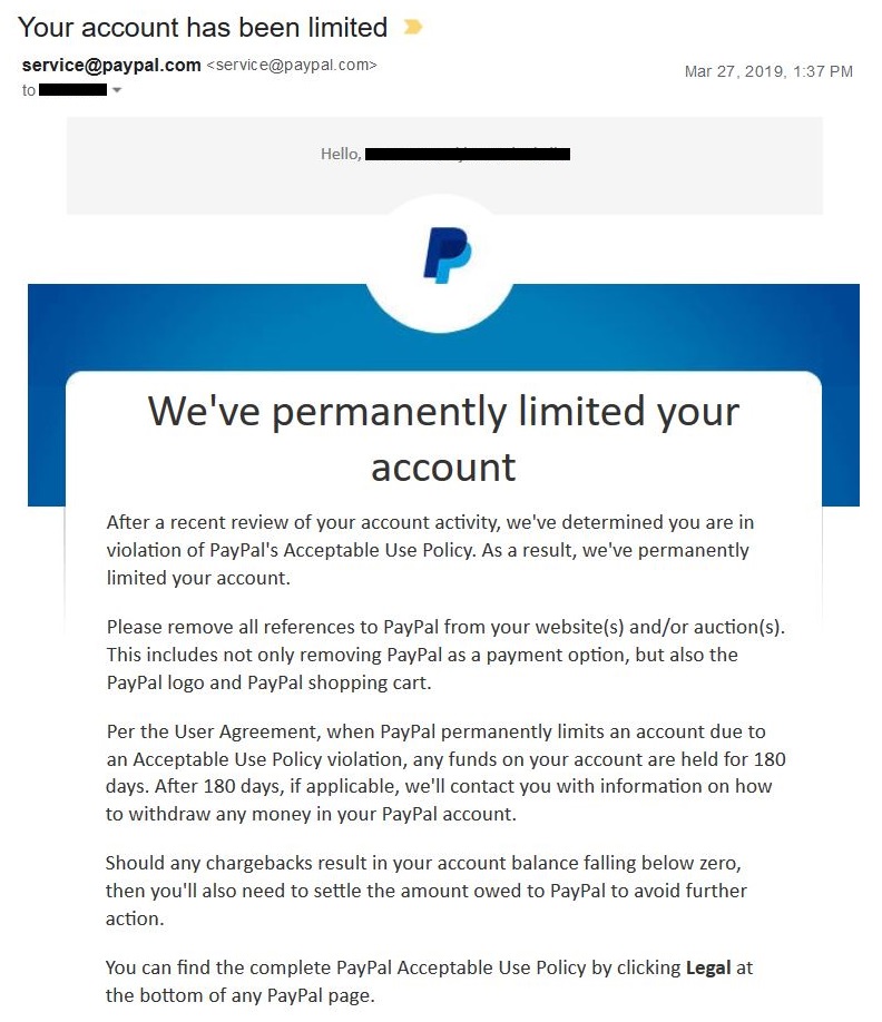 paypal-scam-your-account-has-been-limited-permanently-180-days
