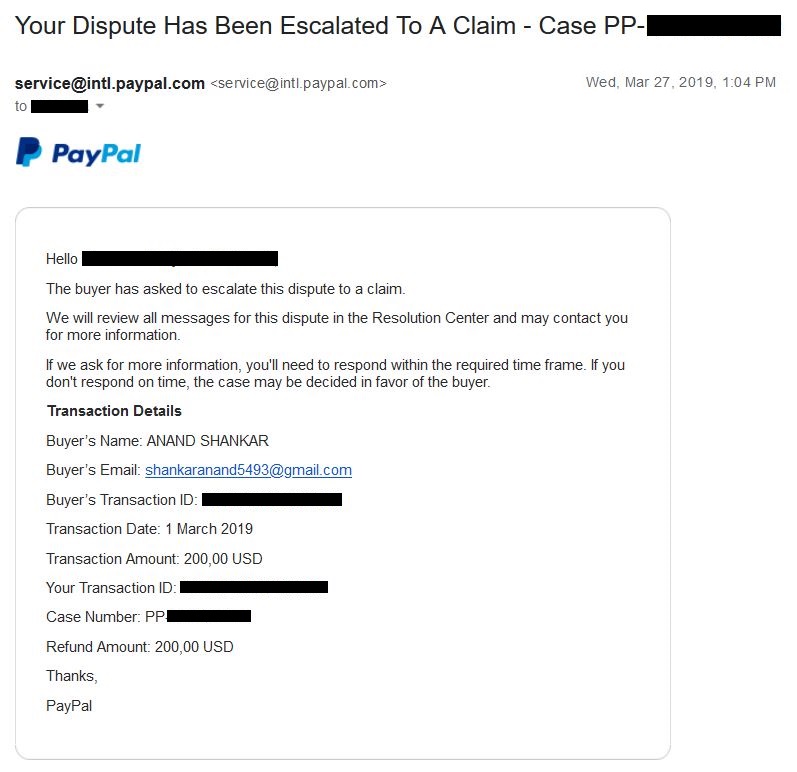 paypal open dispute