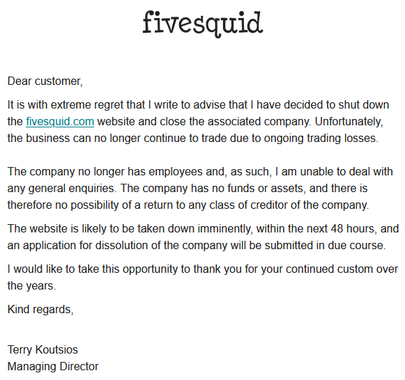 fivesquid-shuts-down-email