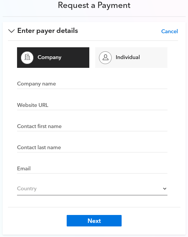 payoneer-request-a-payment-enter-payer-details-company